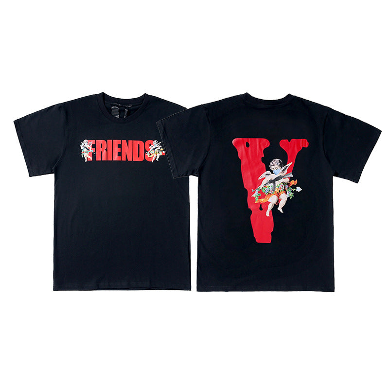 Vlone Big V Letter Graphic Print Short Sleeve Tee Streetwear Unisex