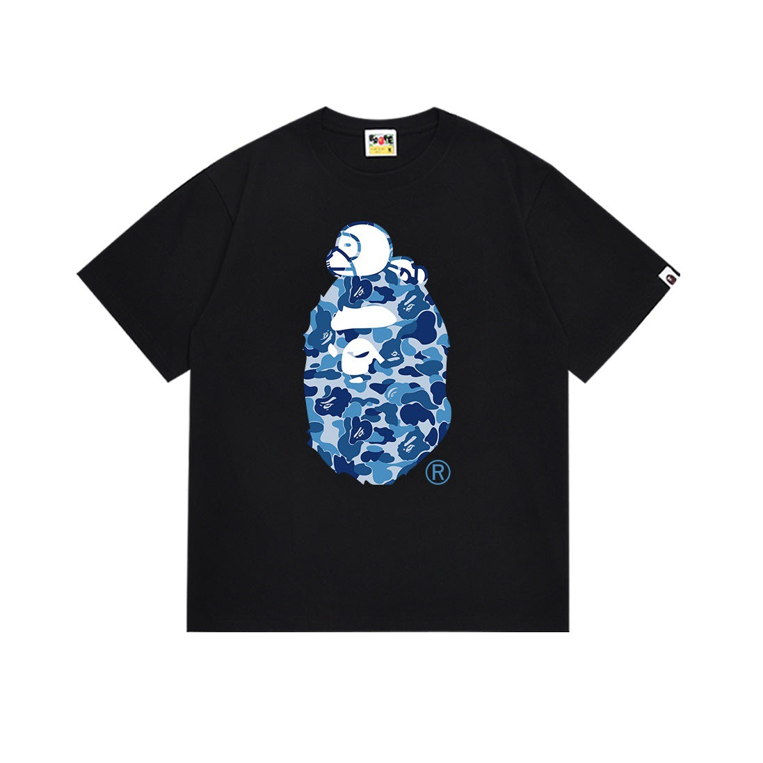 Bape Multi‑Camo Ape Head Graphic Oversized Tee Streetwear Unisex