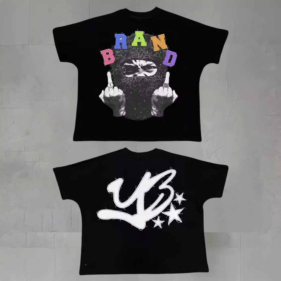 Touch Studios Y2K doppelseitiges Oversize-Vintage-Baumwoll-T-Shirt mit Cartoon-Print