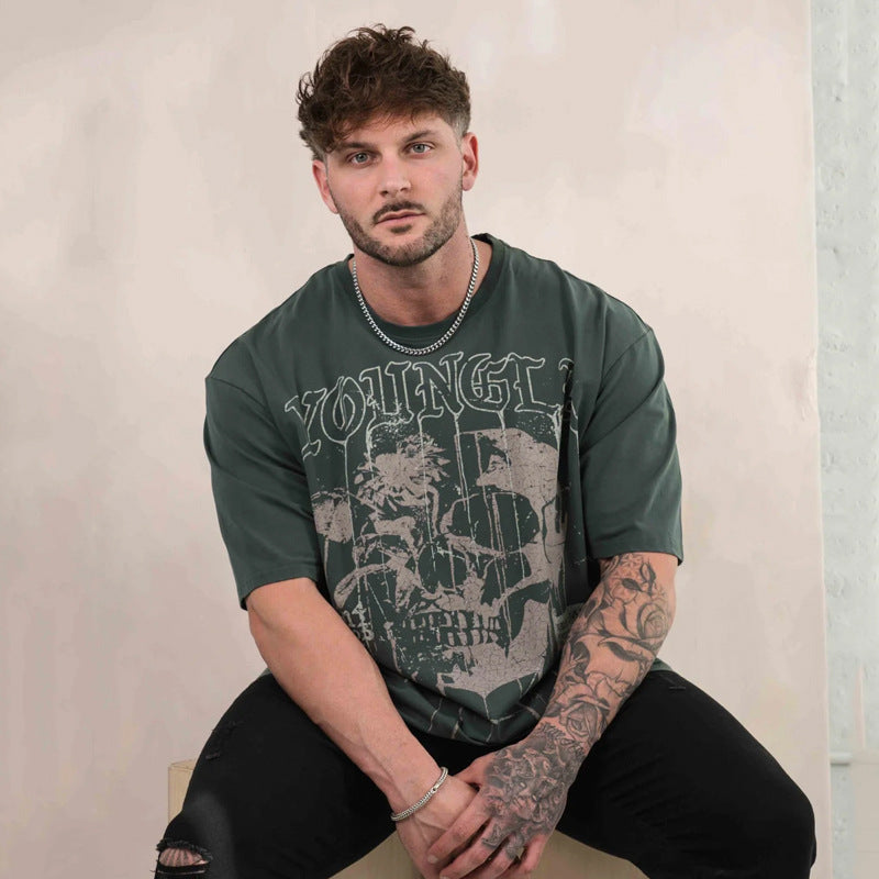 YOUNGLA 4116 Floral Skull Tees