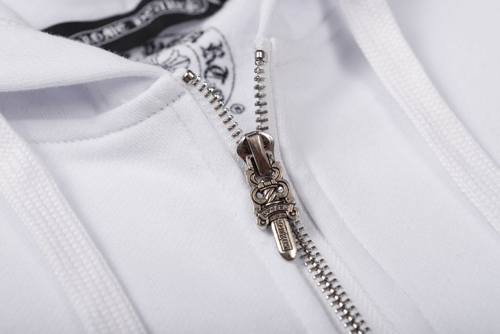 Chrome Hearts Scroll Cross Zip Up Hoodie Classic Street Hooded Jacket