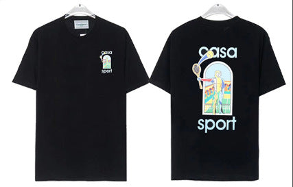 Casablanca Tennis Graphic T-Shirt Loose Oversized Short Sleeve Tee