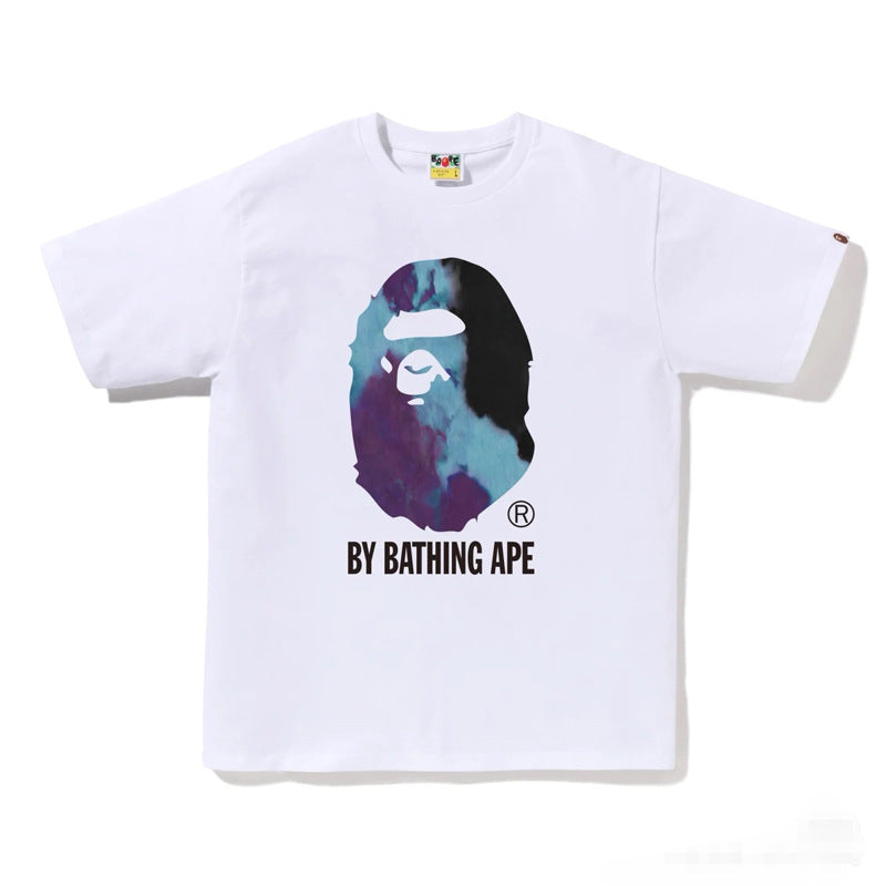 BAPE Ape Head Shark Print Loose Casual Unisex Short Sleeve T-Shirt
