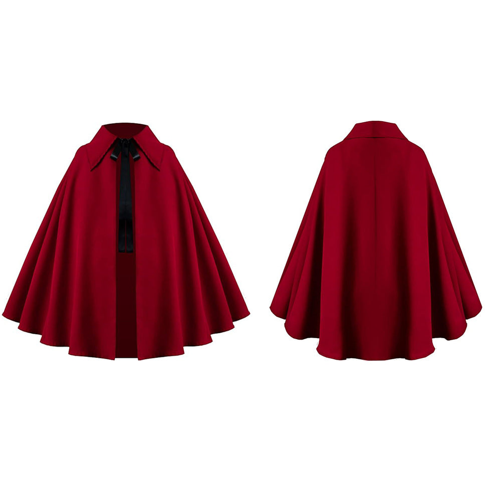 Halloween Medieval Short Cape Stand Collar Multi‑Color Cosplay Cloak