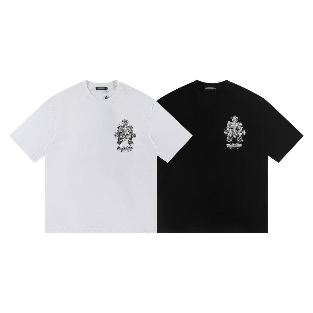 Chrome Hearts Color Sanskrit Cross Horseshoe Print Short Tee Unisex