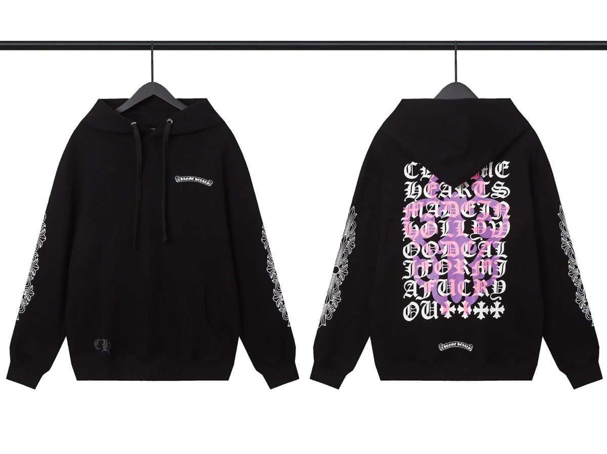 Chrome Hearts Horseshoe Cross Hoodie Goth Streetwear Graphic Pullover
