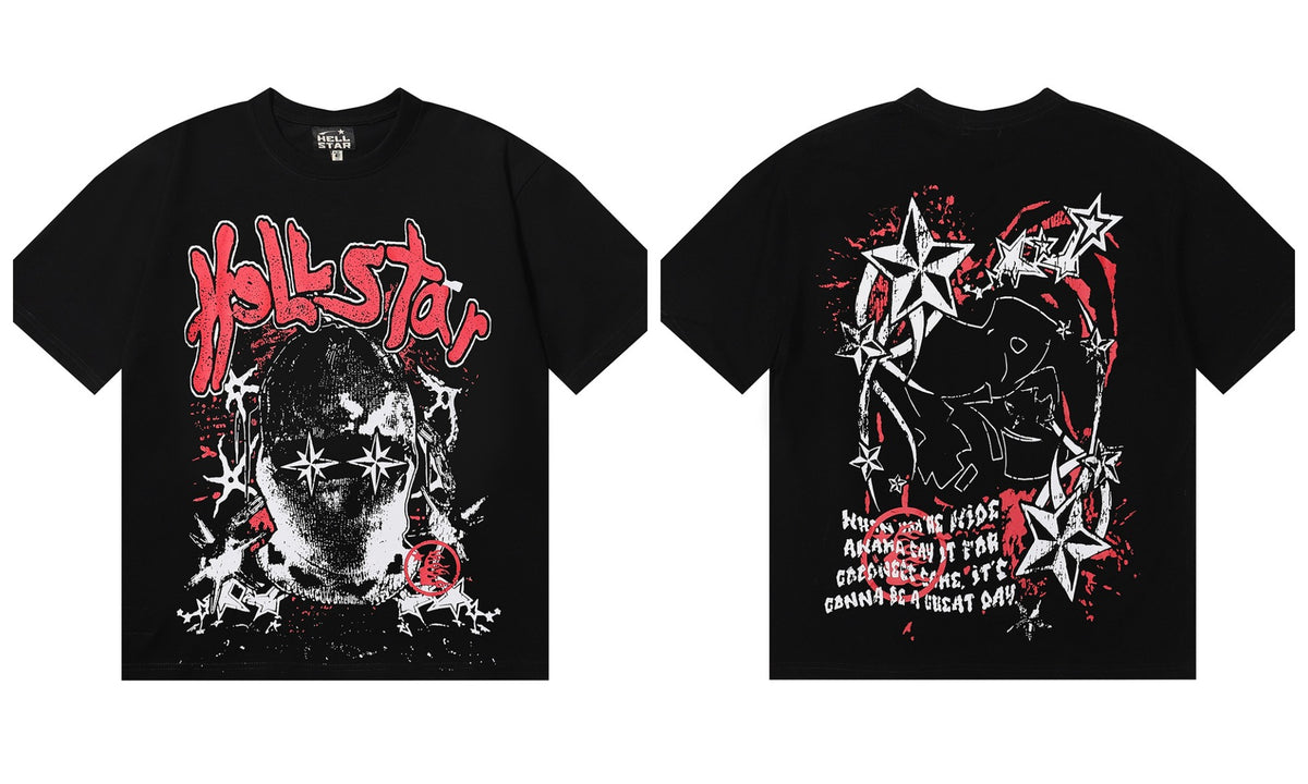 Hellstar Series Vintage Graphic Print Loose Unisex Streetwear T-Shirt