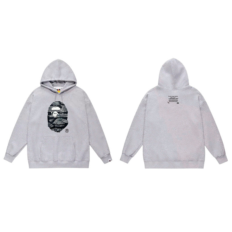 BAPE Ape Head Graphic Hoodie Camo Print Loose Cotton Pullover