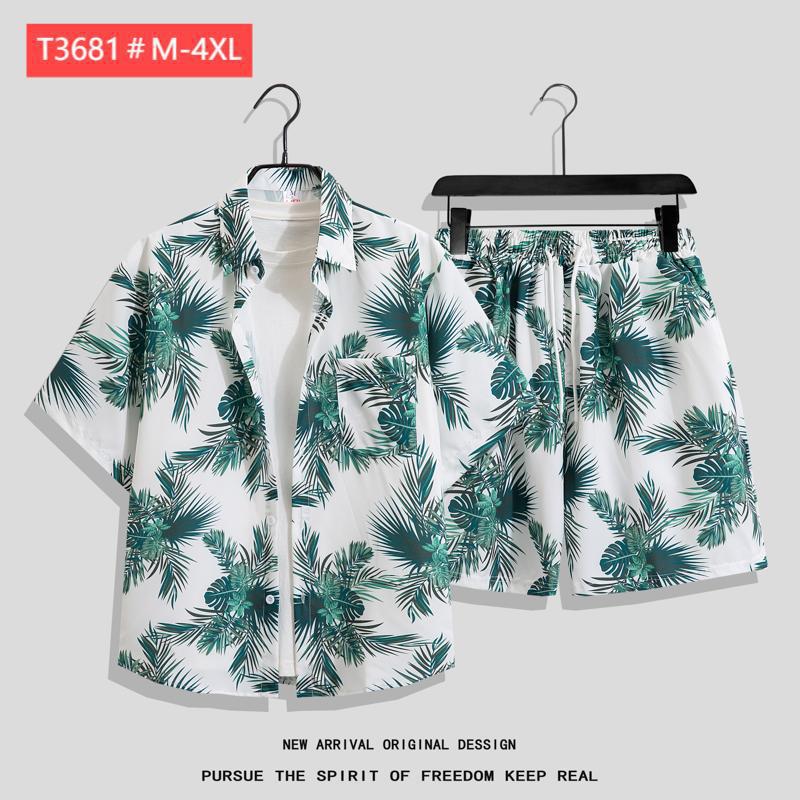 Couple Hawaiian Floral Set Loose 5 Inch Shorts T3664-T3699