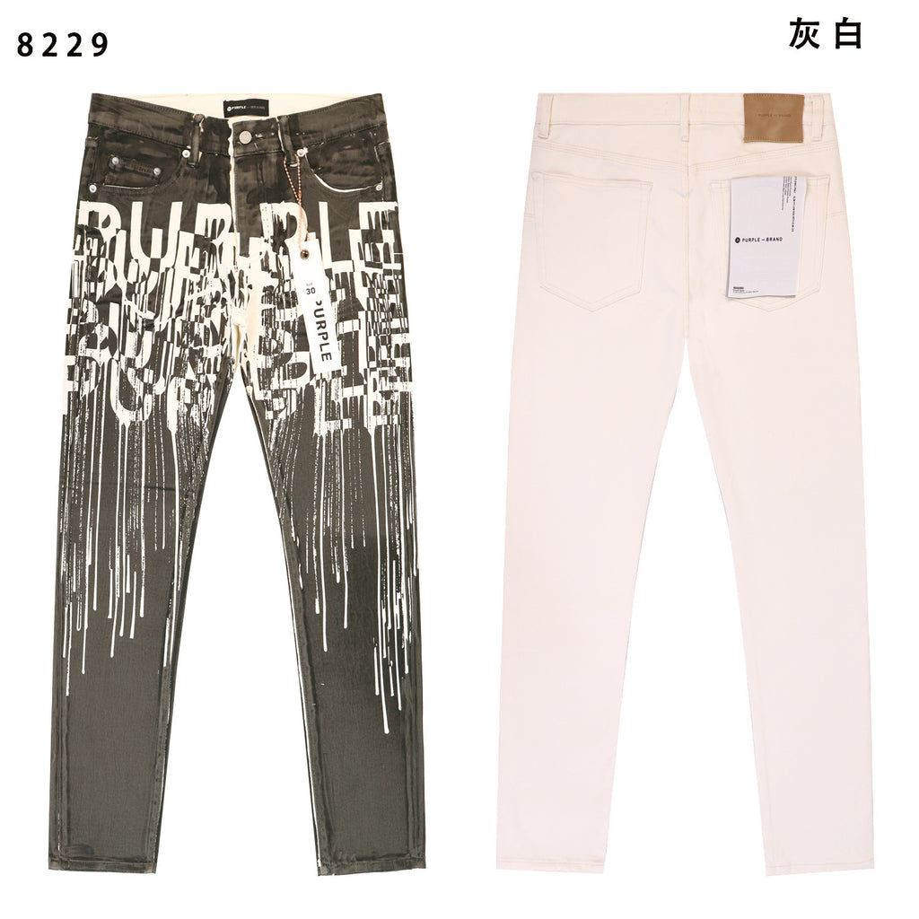 Purple Brand Hand Paint Ripped Skinny Denim Jeans Unisex