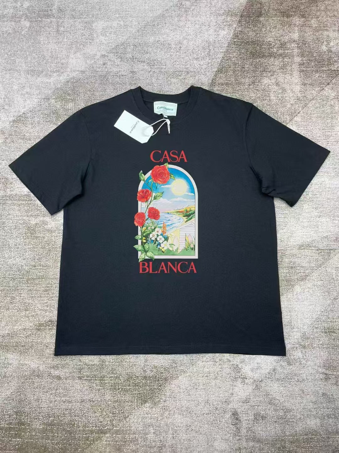 Casablanca Art Graphic Print Loose Unisex Short Sleeve T-Shirt