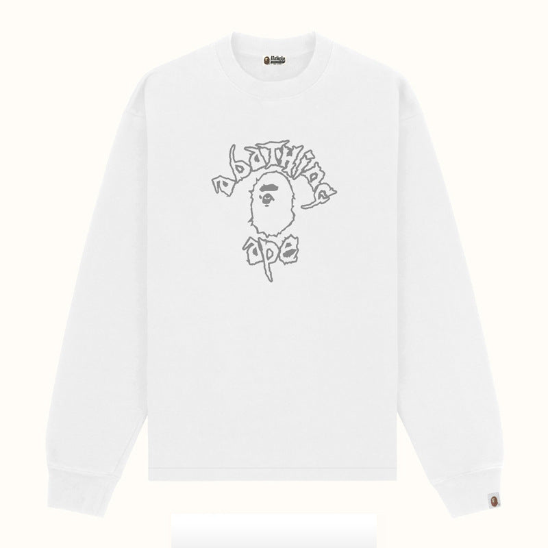 Bape Multi‑Ape‑Head Graphic Oversized Long Sleeve Tee Streetwear