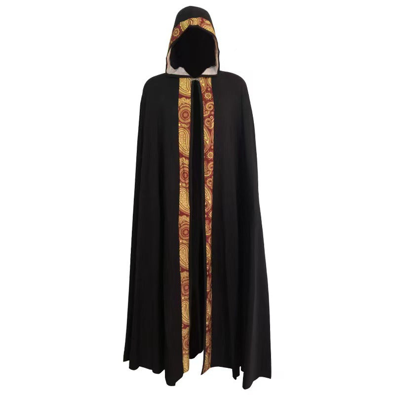 Halloween Men Medieval Priest Hooded Cape Multi‑Color Cloak