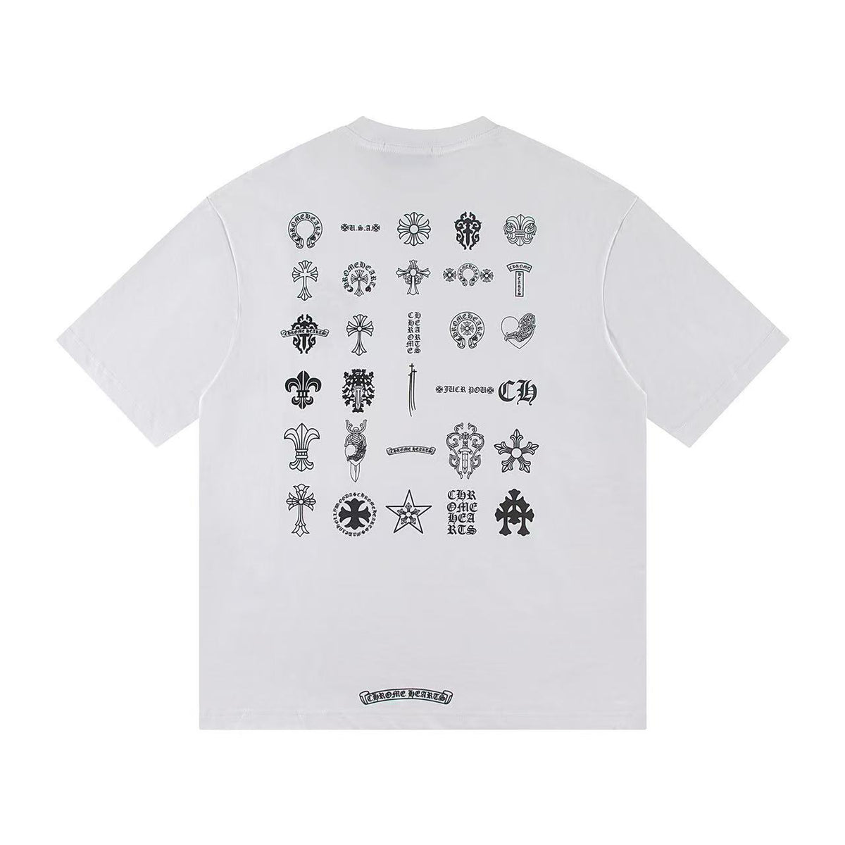 Chrome Hearts Horseshoe Cross Print Short Sleeve Tee Unisex
