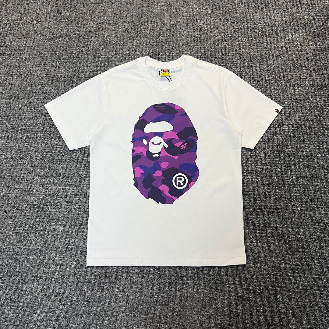 BAPE Classic Camo Ape Head Letter Print Loose Unisex Casual T-Shirt