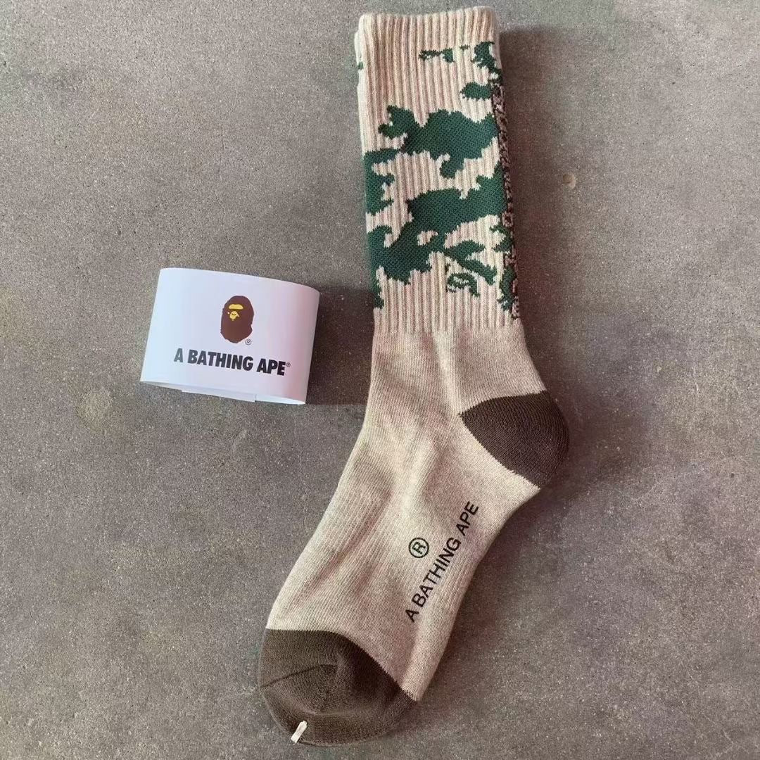 BAPE Ape Head Ribbed Crew Socks Multi Graphic Prints