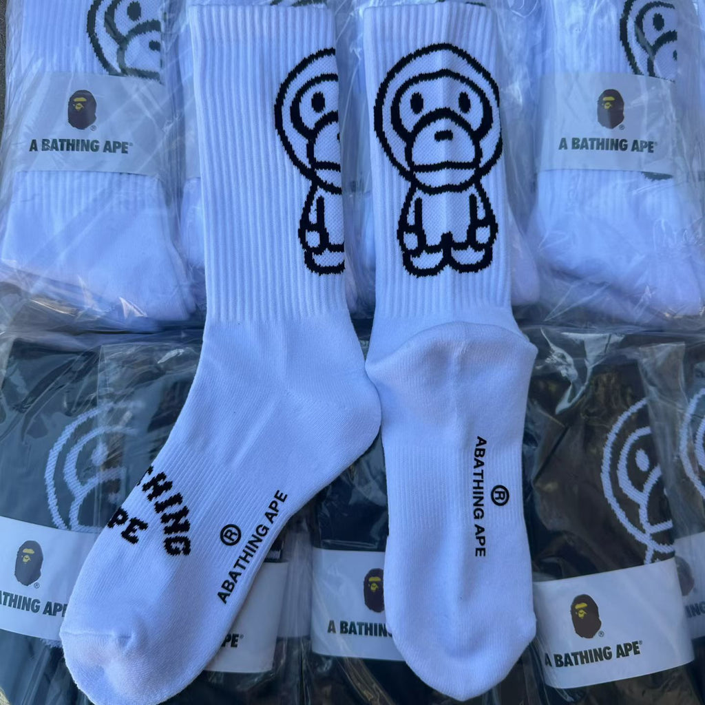 BAPE Baby Milo Outline Jacquard Crew Socks Unisex