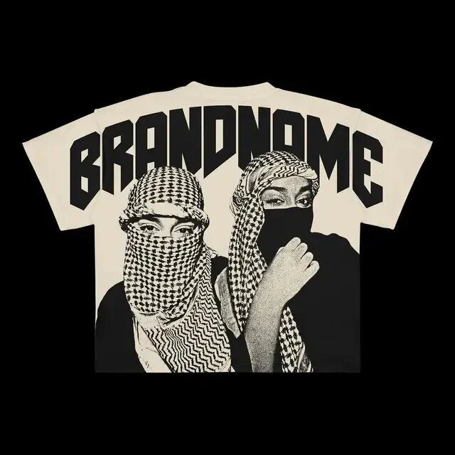 Y2K Punk Gothic Skimaske Grafik Unisex Oversized Streetwear T-Shirt