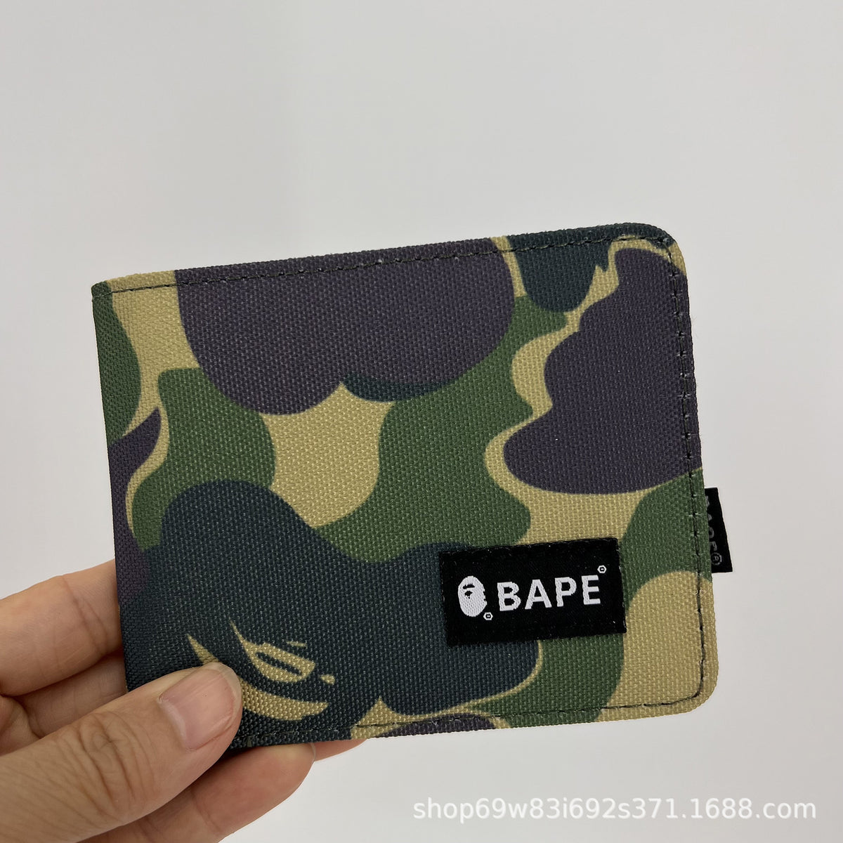 BAPE Camo Ape Head Bifold Wallet Mini Multi Color Canvas Card Holder