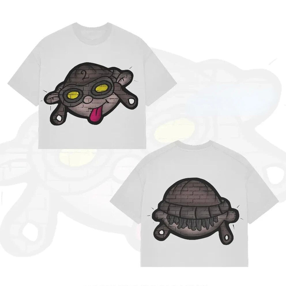 Y2K Punk Cartoon Hip Hop Grafik Unisex Oversized Streetwear Baumwoll-T-Shirt