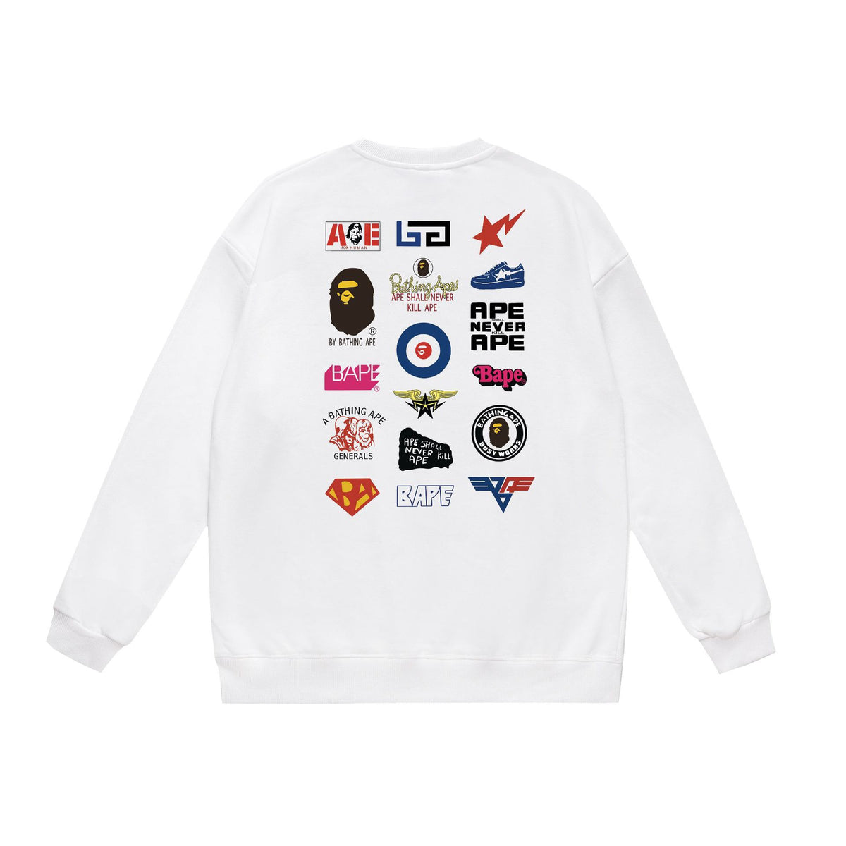 BAPE Crewneck Sweatshirt Ape Head Multi Graphic Street Pullover