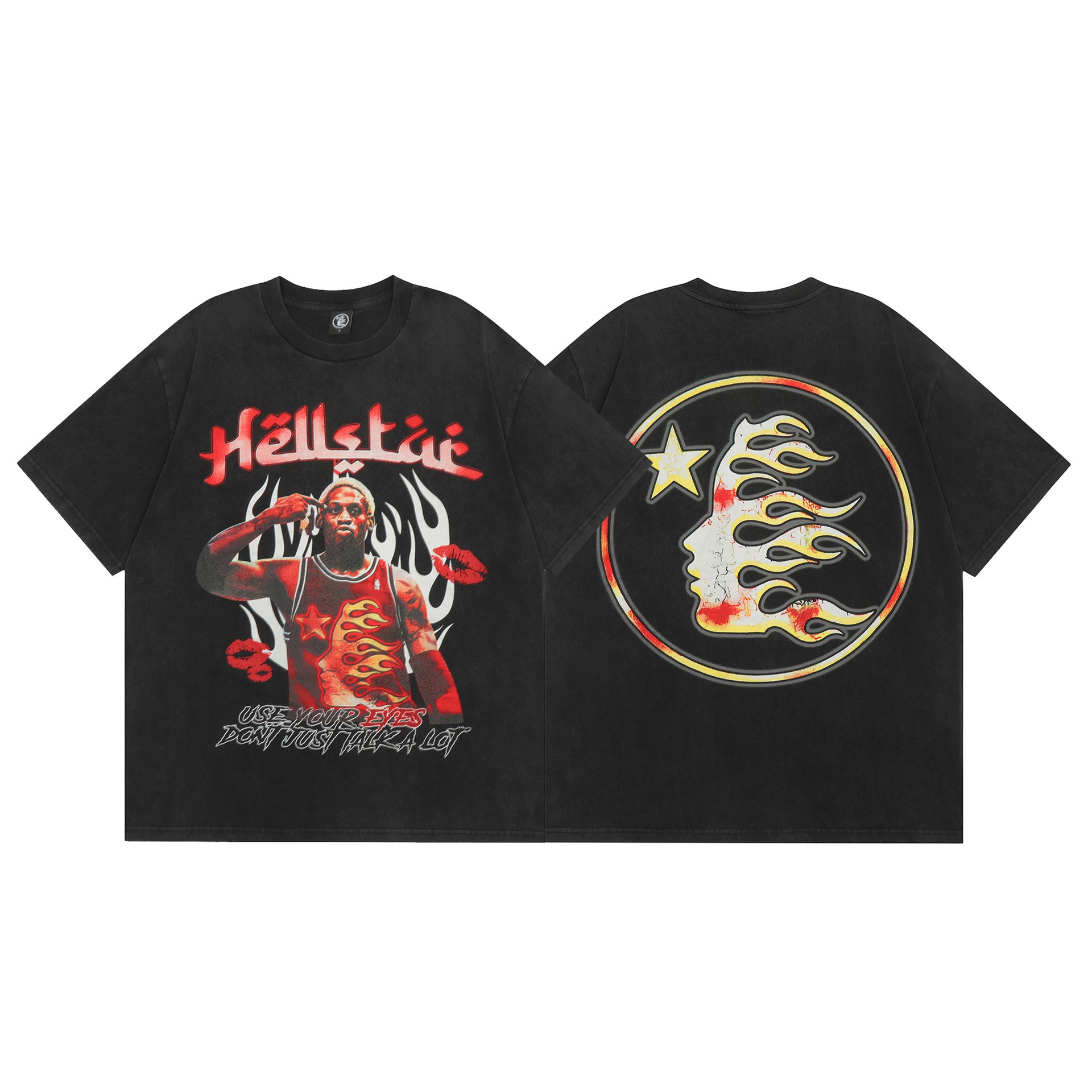 Hellstar Multi‑Graphic Print Crew Neck Short Sleeve Tee Unisex