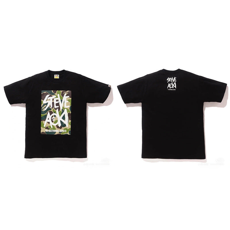 BAPE Ape Head Shark Print Loose Casual Unisex Short Sleeve T-Shirt