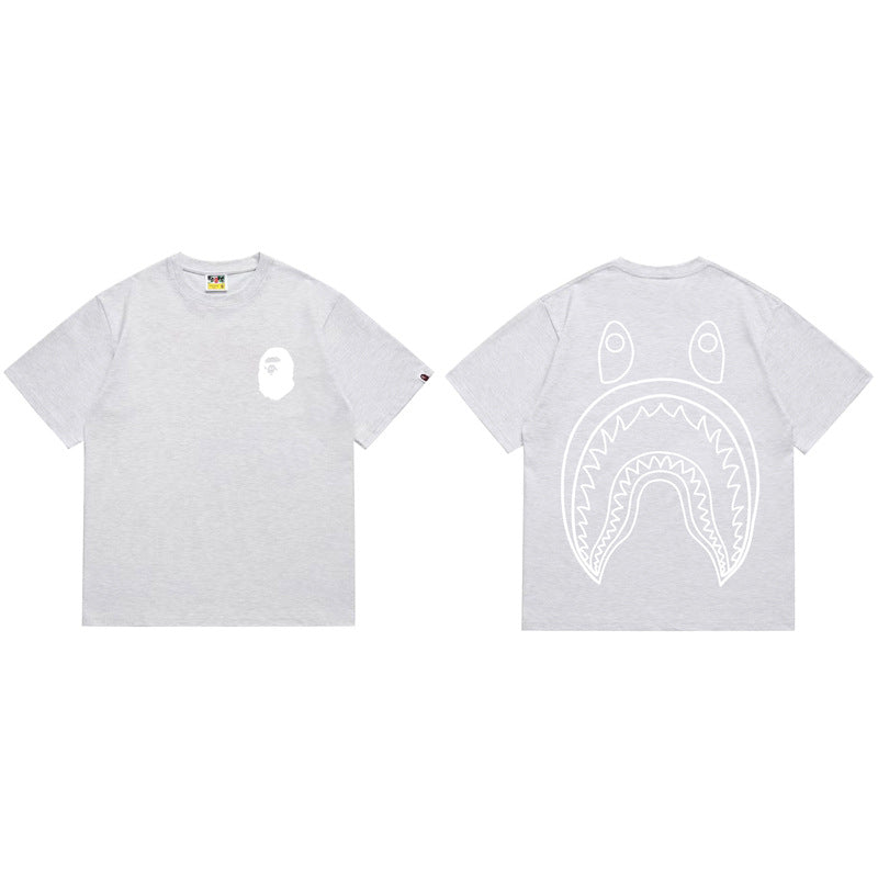 BAPE Ape Head Shark Print Loose Casual Unisex T-Shirt