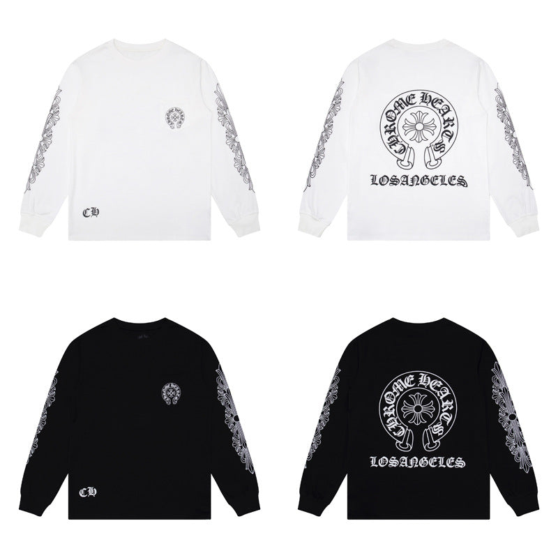 Chrome Hearts Cross Horseshoe Sanskrit Print Long Sleeve Tee Unisex