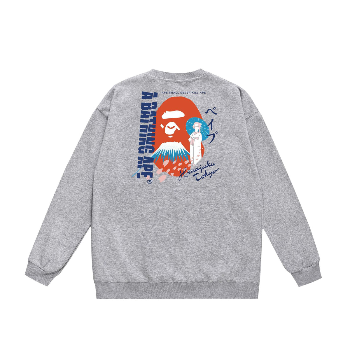 BAPE Crewneck Sweatshirt Ape Head Multi Graphic Street Pullover