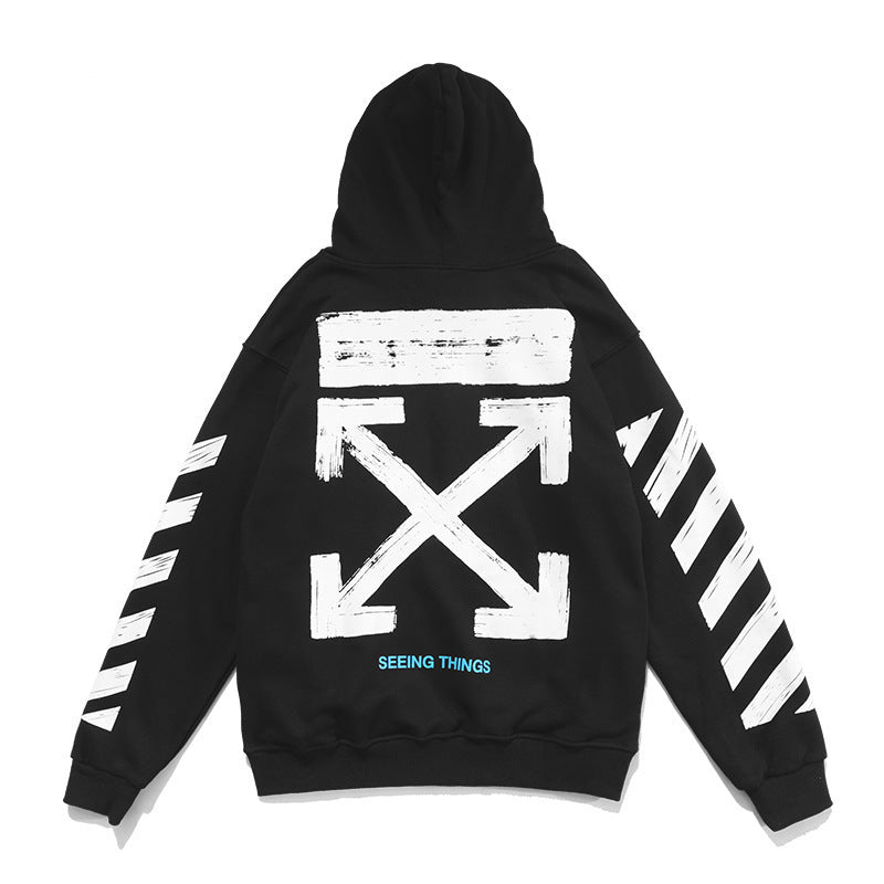 Off White Arrow Graphic Print Hoodie Streetwear Unisex