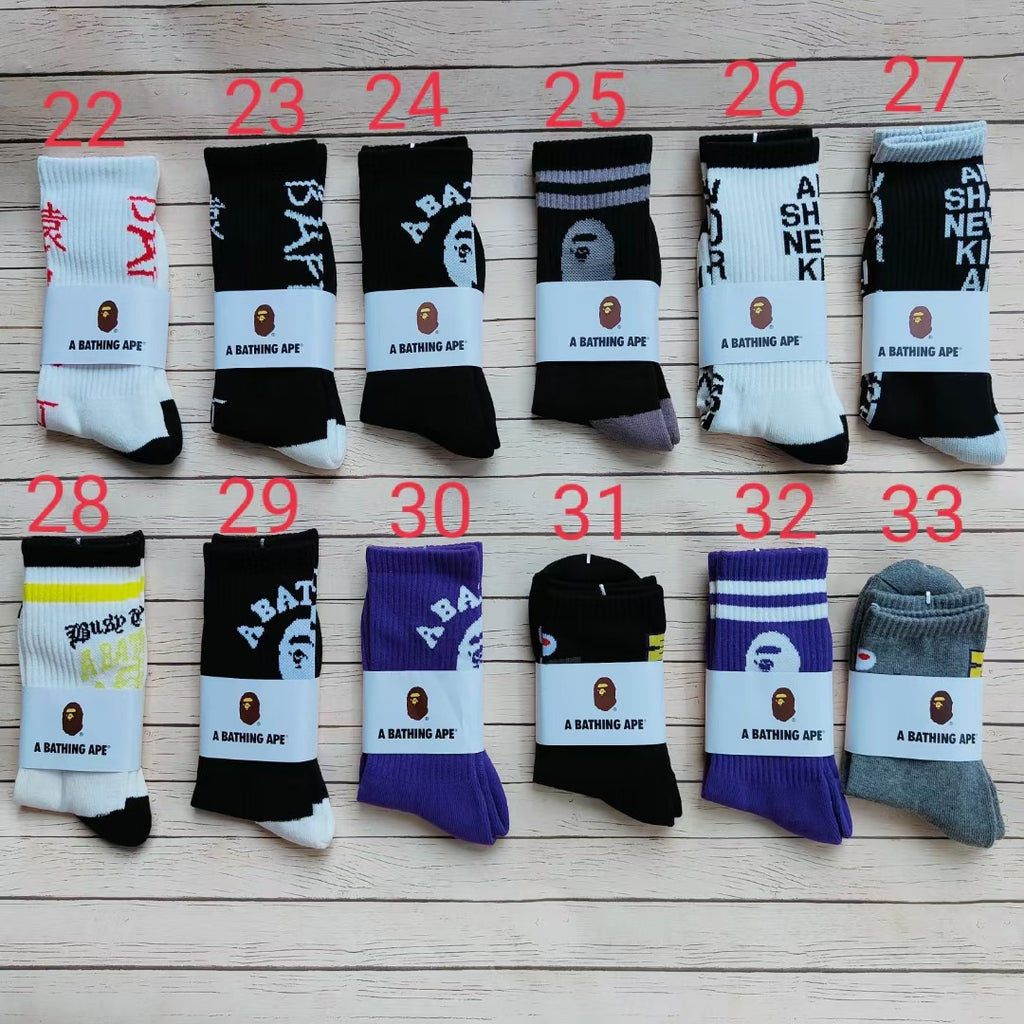 BAPE Ape Head Crew Socks Multi Graphic Prints