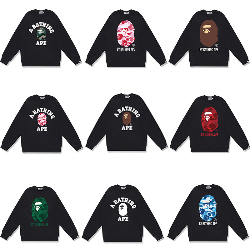 Bape Camo Ape Head Graphic Crewneck Sweatshirt Streetwear Unisex