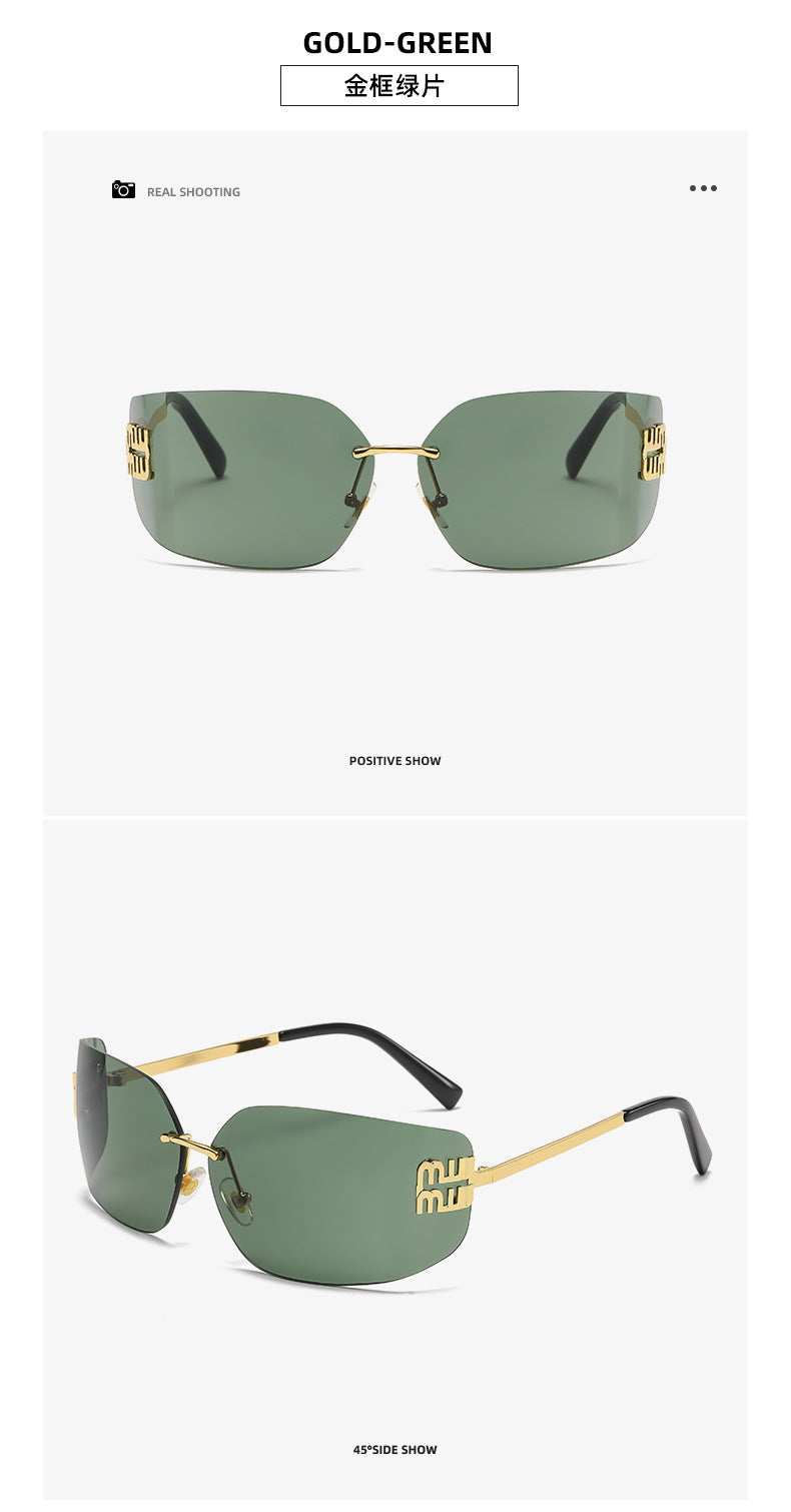 Miu Miu MU 54YS Runway Y2K Rectangle Rimless Womens Sunglasses