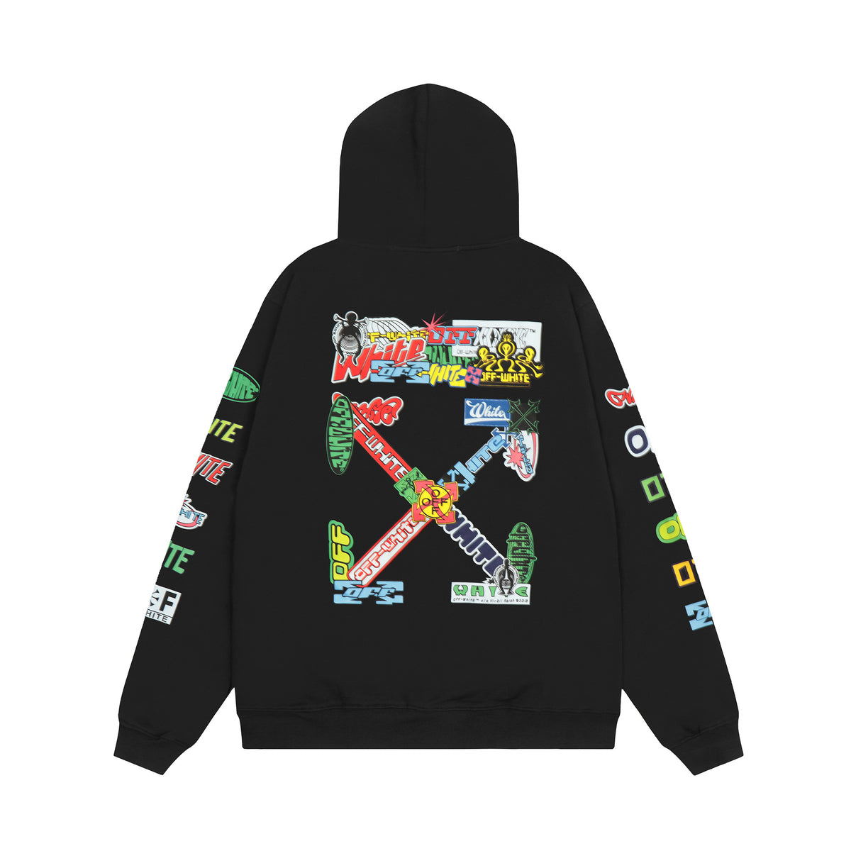 Off‑White Multi‑Arrow Abstract Graphic Oversized Hoodie Streetwear