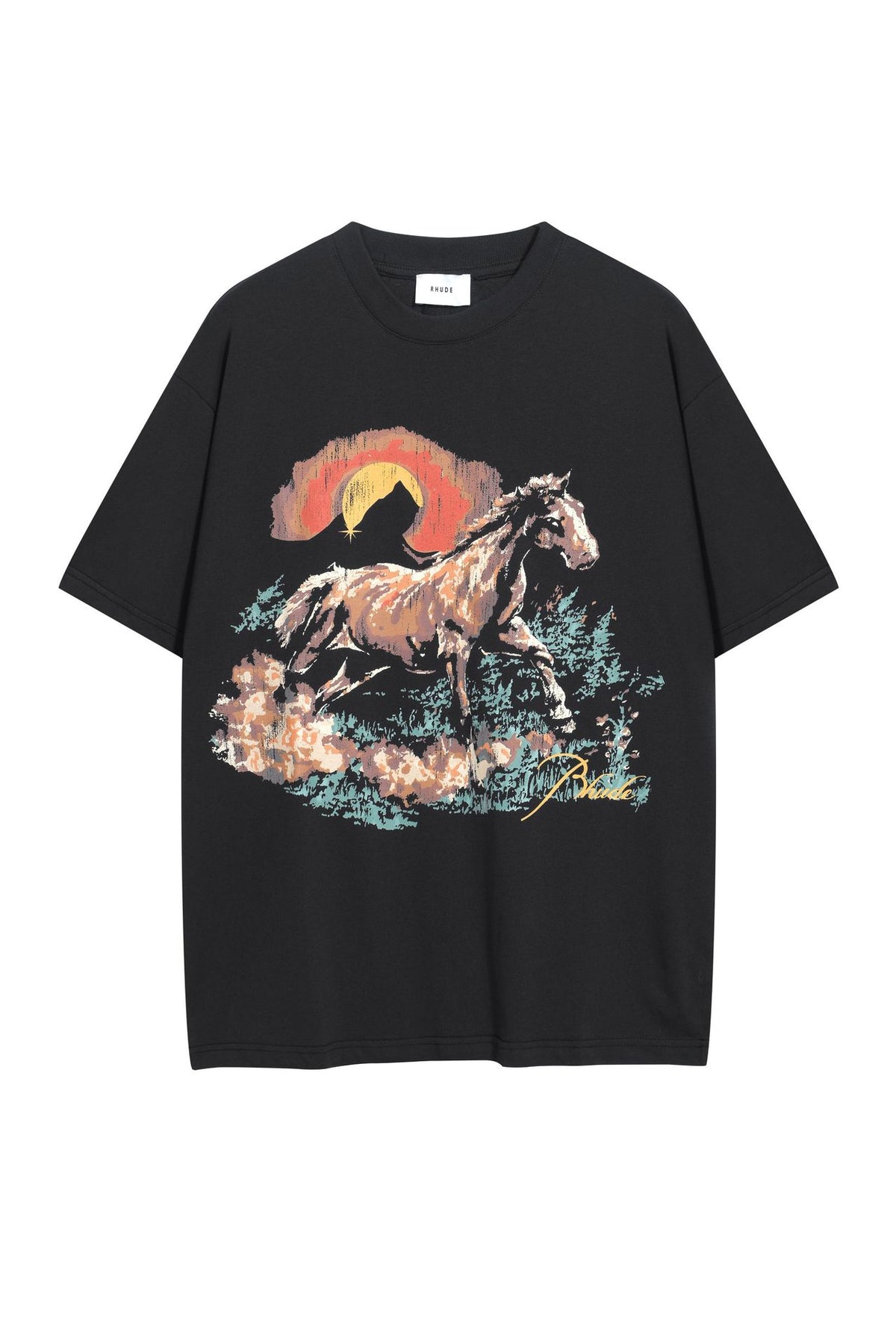 Rhude Vintage Sunset Coconut Tree Graphic Oversized Tee Streetwear
