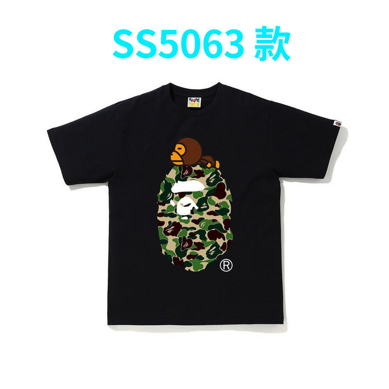 BAPE Shark Camo Graphic Tee Loose Unisex Streetwear T-Shirt