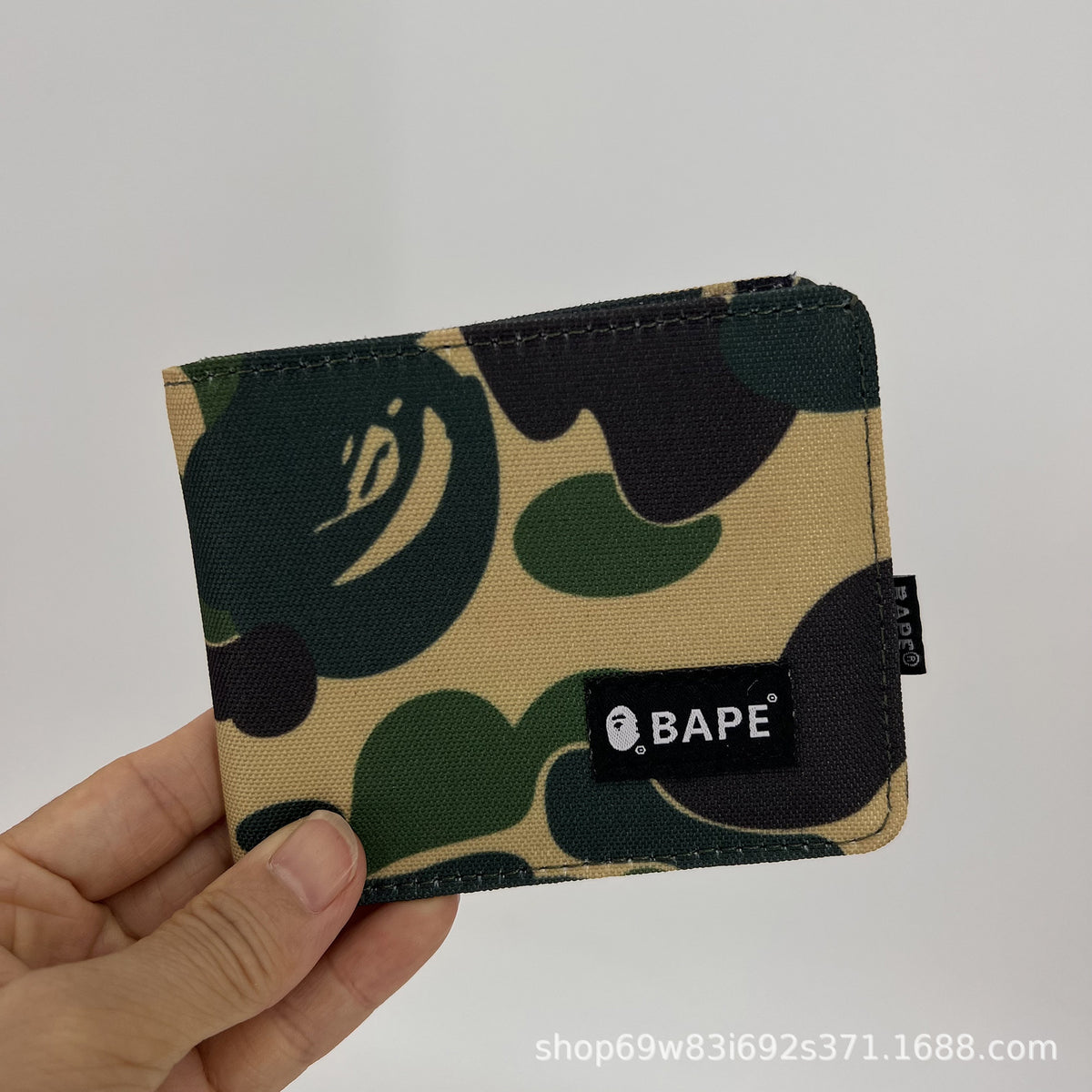 BAPE Camo Ape Head Bifold Wallet Mini Multi Color Canvas Card Holder