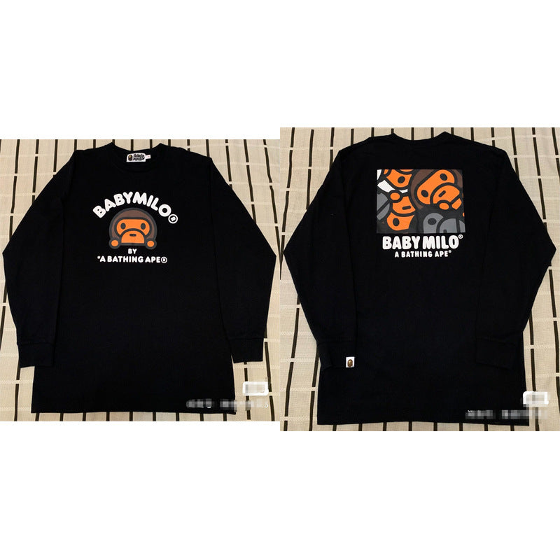 Bape Multi‑Ape‑Head Graphic Oversized Long Sleeve Tee Streetwear