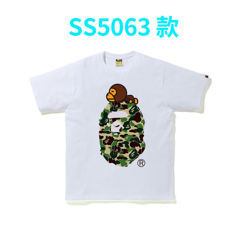 BAPE Shark Camo Graphic Tee Loose Unisex Streetwear T-Shirt