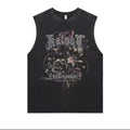 Vintage Washed Graphic Tank Top Mens Cotton Sleeveless Sports Vest