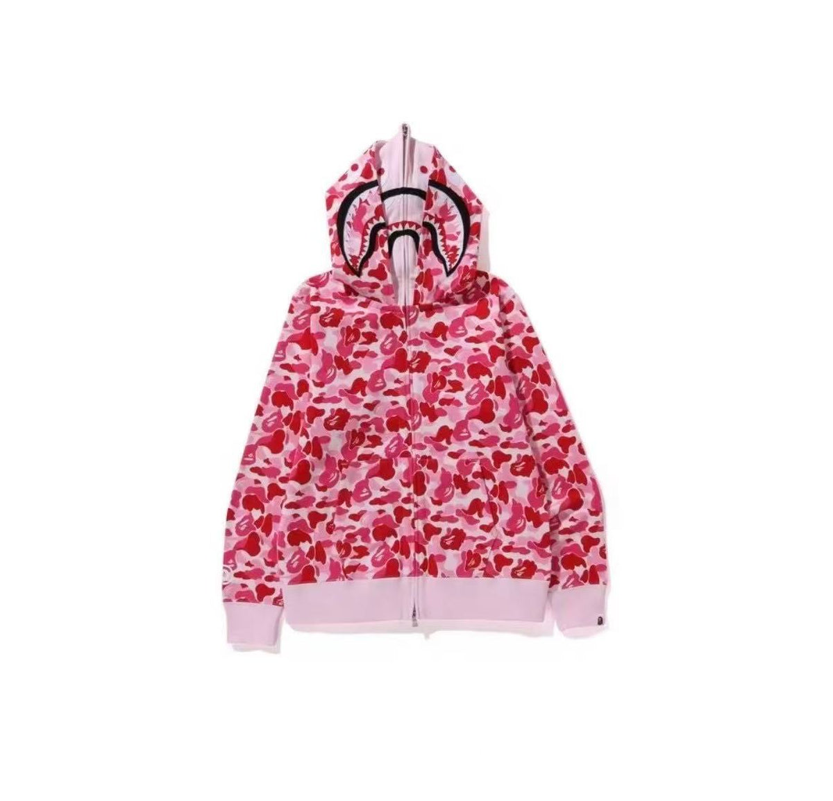 BAPE Double Hood Shark Tiger Camo Embroidered Zip Hoodie