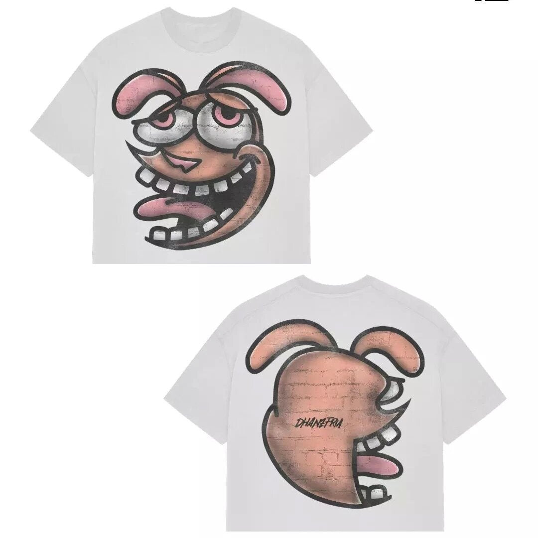 Y2K Punk Cartoon Hip Hop Grafik Unisex Oversized Streetwear Baumwoll-T-Shirt