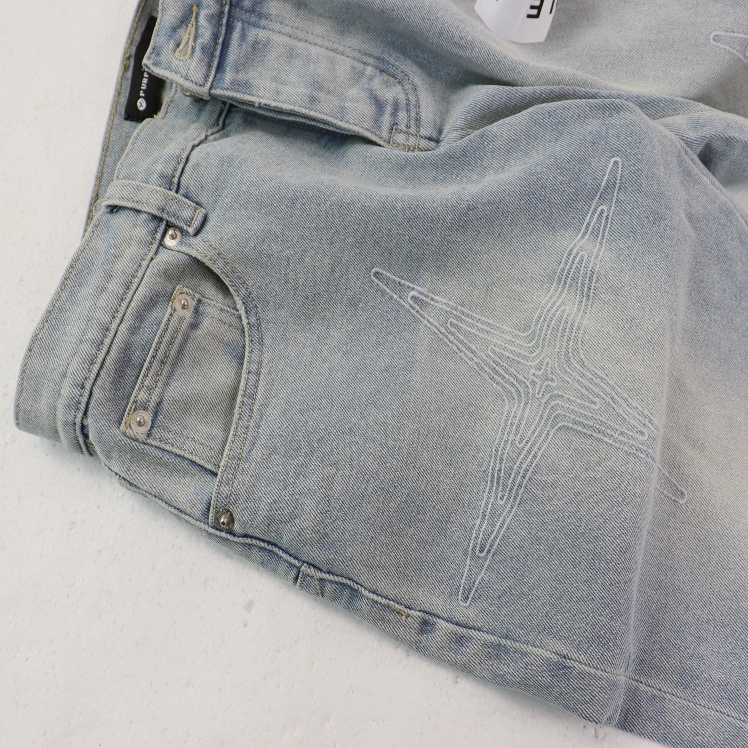 Purple Brand Star Embroidery Skinny Denim Jeans Unisex
