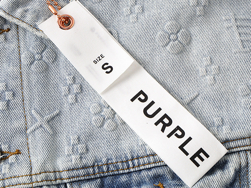 Purple Brand Loose Fit Distressed Denim Jacket Unisex