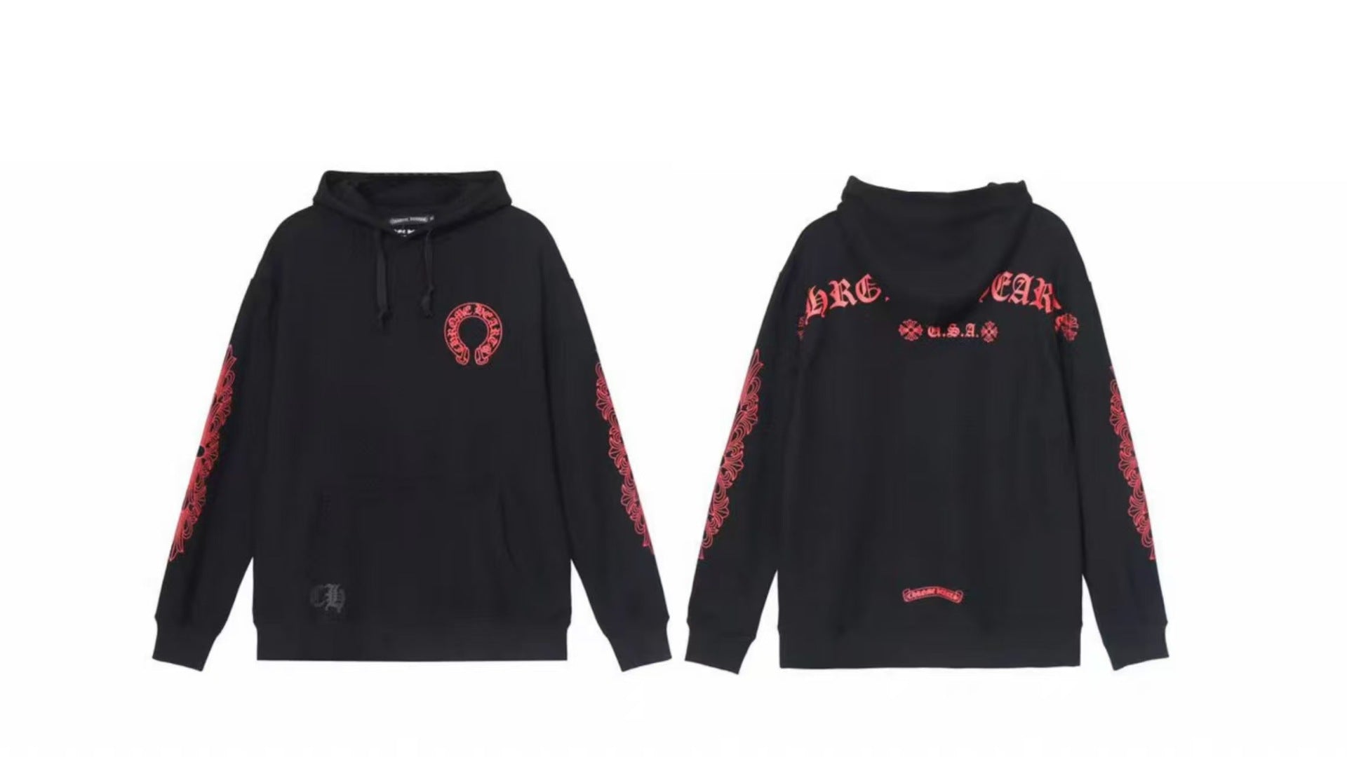 Chrome Hearts Gothic Graphic Print Pullover Hoodie Streetwear Unisex