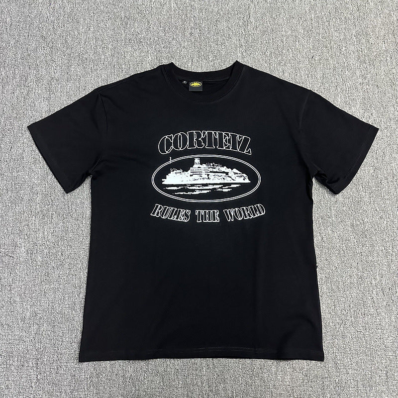 Corteiz Alcatraz Logo Letter Crew Neck Short Sleeve T‑Shirt Unisex