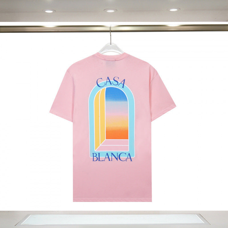 Casablanca Casa Letter Art Print Crew Neck Short Sleeve Tee Unisex