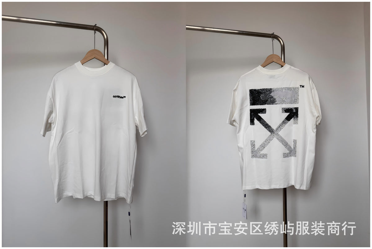 Off White Arrow Print Crew Neck Short Sleeve T Shirt Unisex