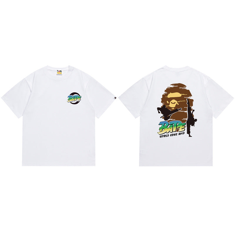 Bape Camo Ape‑Head Graphic Oversized Tee Streetwear Unisex